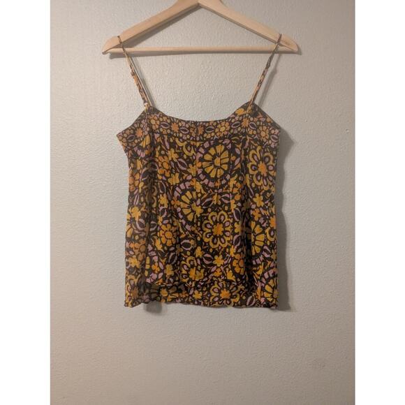 Trina Turk Tank Top Womens 6 Floral Half Button Summer Hippy Boho Festival - Picture 2 of 8